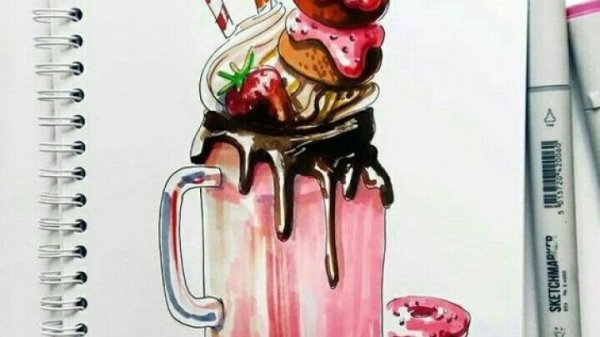 Рисунки для срисовки маркерами коктейли