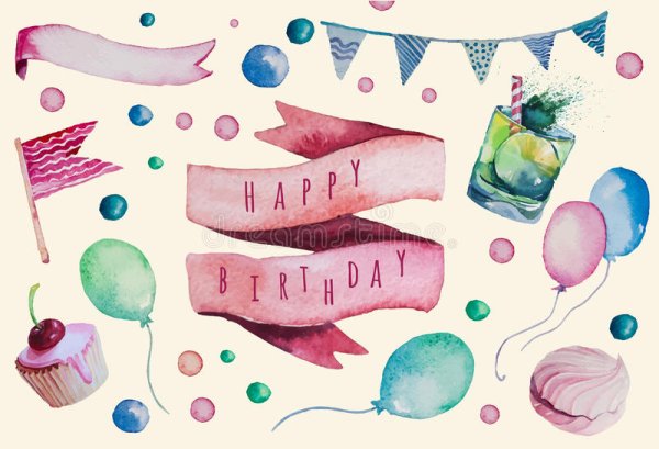 Открытка на др акварелью