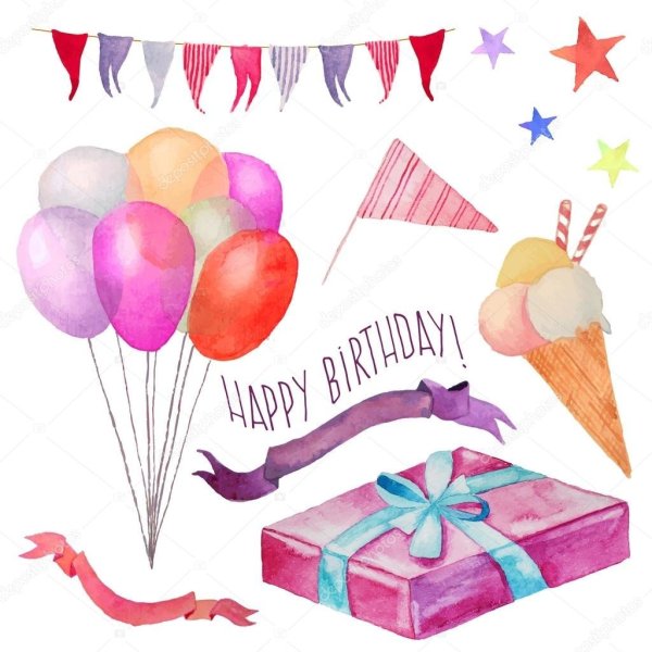 Открытка маме на день рождения акварелью