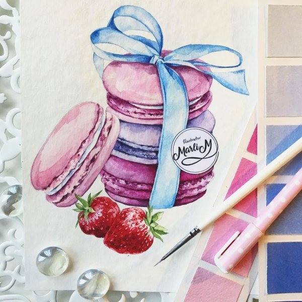 Акварельная открытка на др