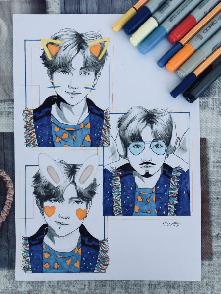 БТС маркерами арт