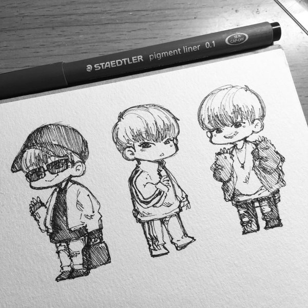 Скетчи БТС маркерами