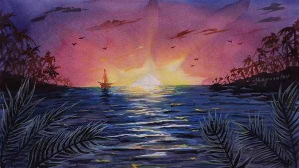 Закат рисунок