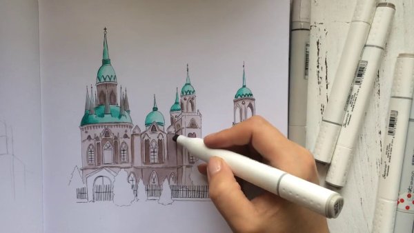 Храм скетч маркерами