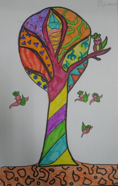 Дерево фломастерами