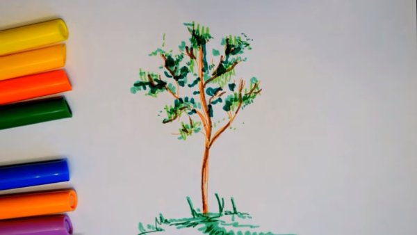 Дерево фломастерами