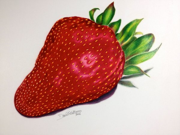 Земляника цветными карандашами