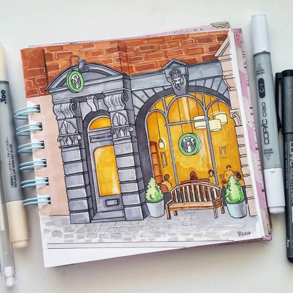 Скетчинг деревня