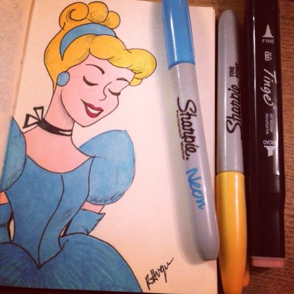 Принцессы Дисней маркерами