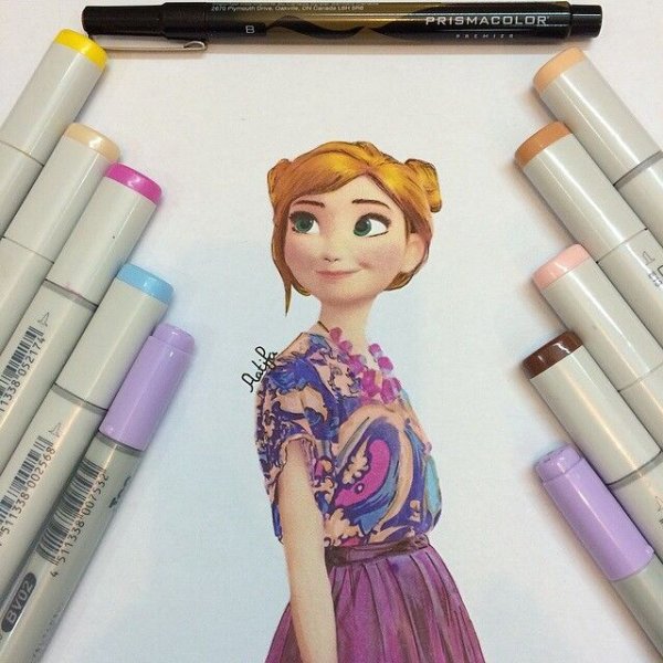 Персонажи Дисней маркерами