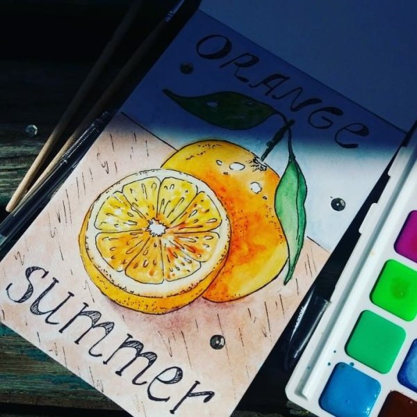 Апельсин скетч маркерами