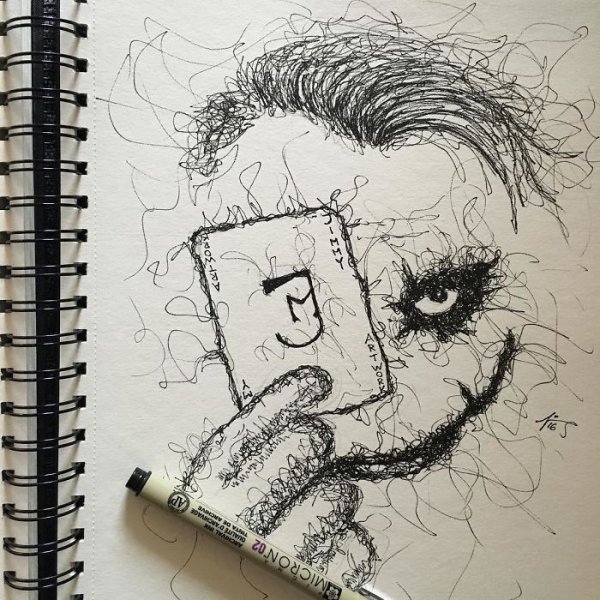 Зарисовки ручкой в тетради