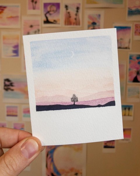 Полароидные пейзажи акварелью