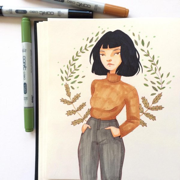 Скетчи маркерами люди