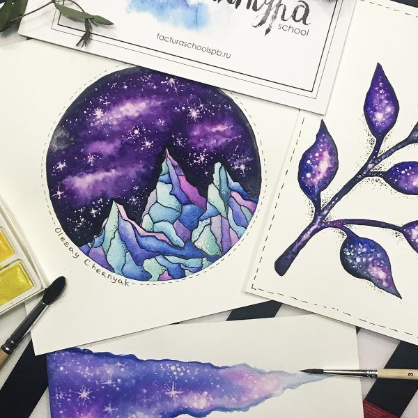 Космос скетч маркерами