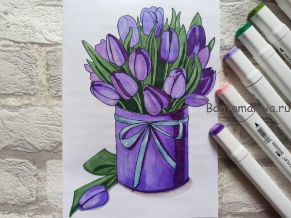 Цветы для срисовки маркерами