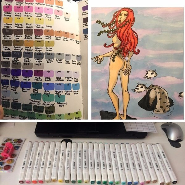 Рисунки спиртовыми маркерами