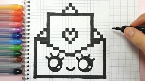 Рисунки по клеточкам в блокноте