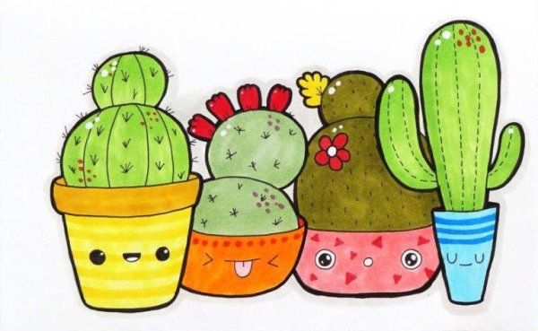 Кактус фломастерами