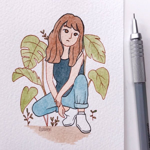 Рисунки для скетчбука лёгкие девочки