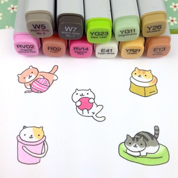 Легкие милые рисуночки фломастерами