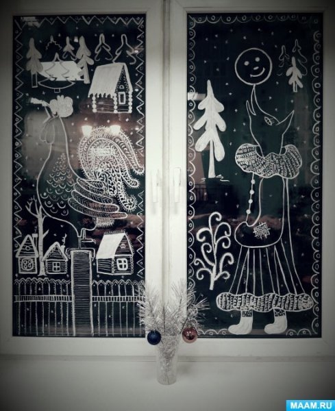 Роспись окон меловым маркером