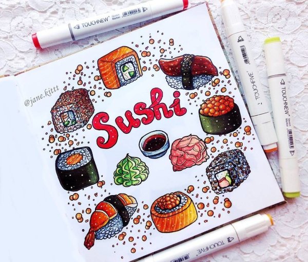 Рисунки для скетчбука лёгкие еда