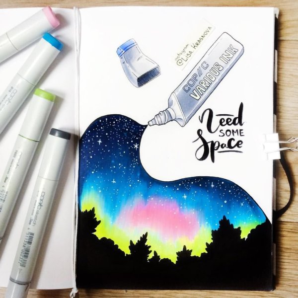 Рисунки для скетчбука фломастерами лёгкие