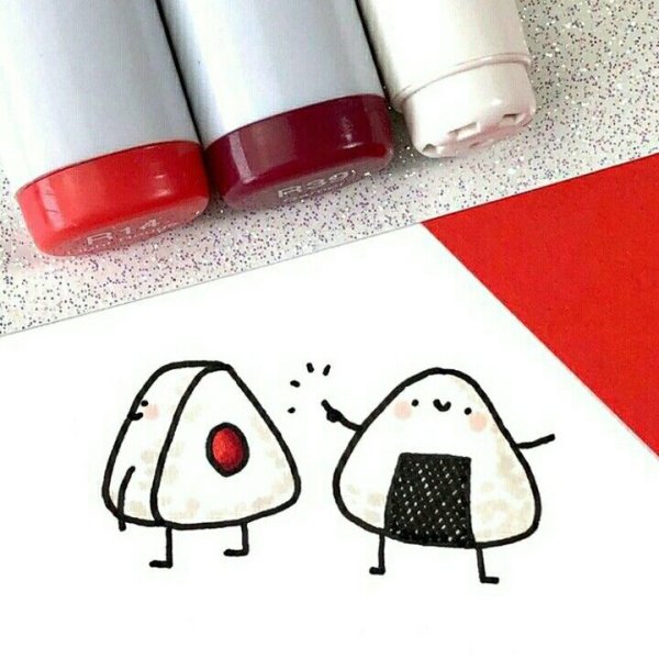 Легкие милые рисуночки фломастерами