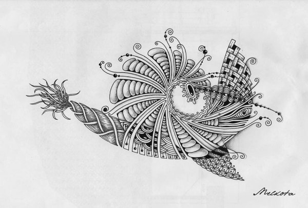 Рисование черной гелевой ручкой