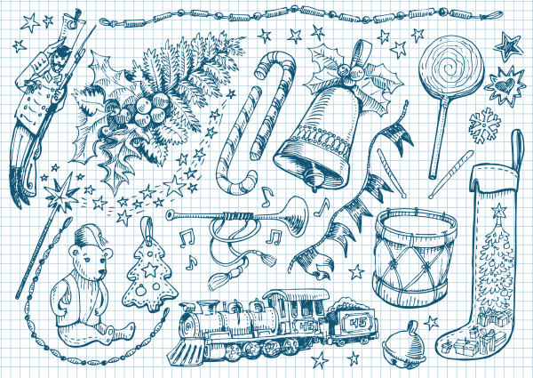 Новогодние скетчи ручкой