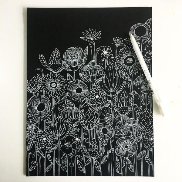 Гравюра гелевой ручкой