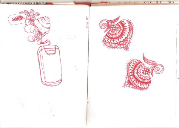 Рисунки красной ручкой