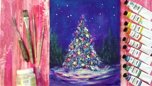 Елка гуашью