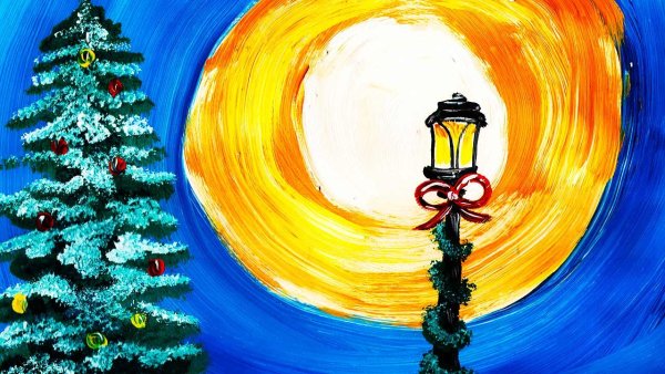 Елка красками