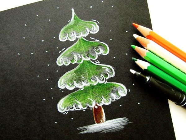Рисование Новогодняя елочка