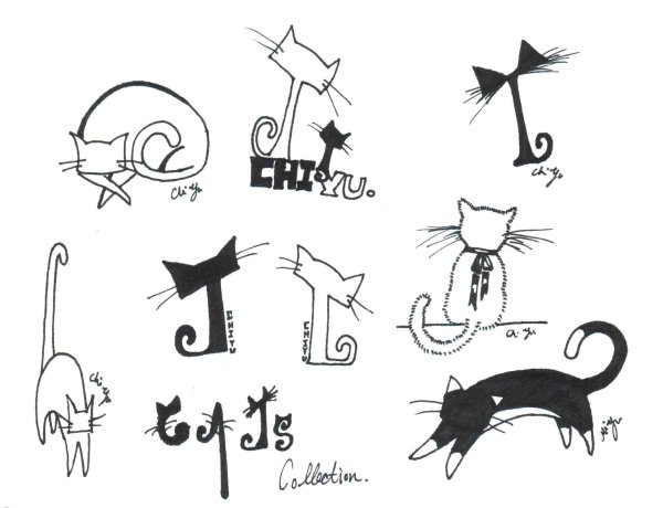 Простые тату эскизы коты