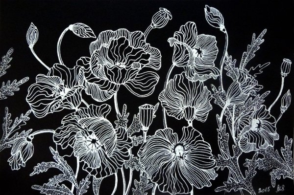 Графические рисунки на черном фоне