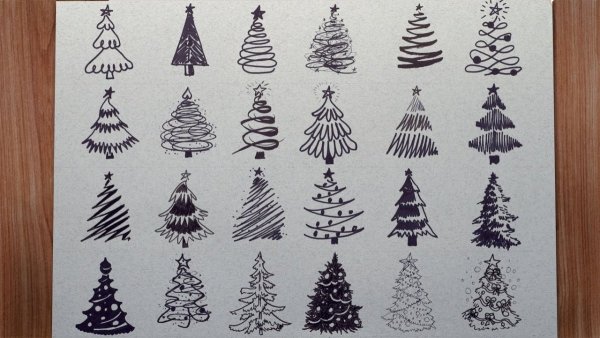 Рисование елки разными способами