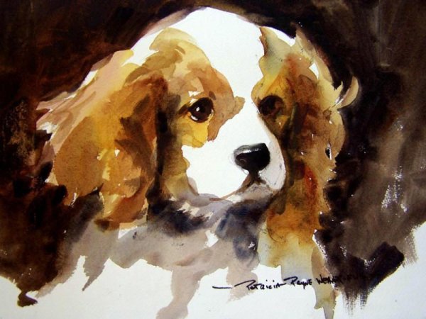 Щенок гуашью