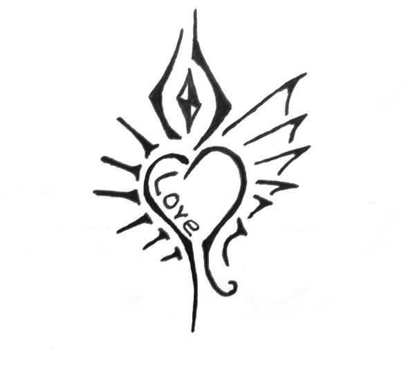 Сердце черной ручкой