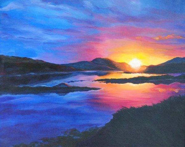 Пейзаж гуашью