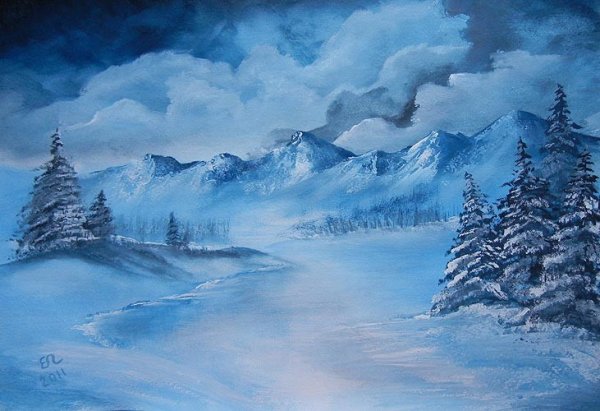 Красивые зимние пейзажи гуашью