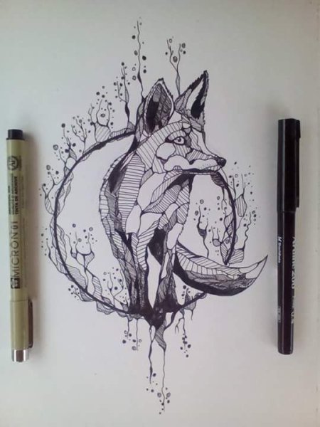 Животные гелевой ручкой и маркером