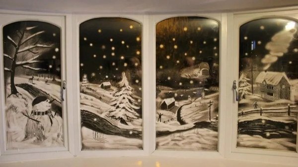 Зимняя роспись на окнах