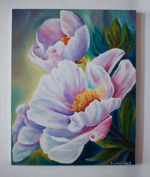 Цветы акрилом на холсте