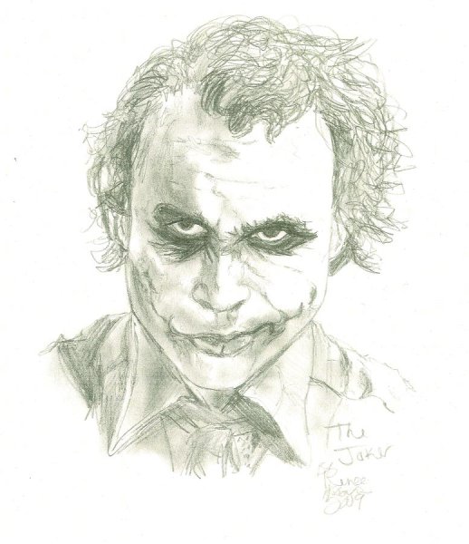 Джокер хит Леджер рисунок карандашом