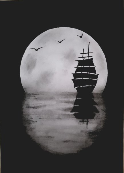 Луна красками