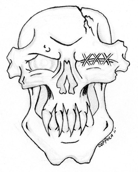 Череп простым карандашом