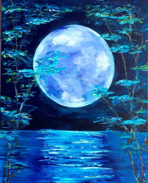 Лунный пейзаж акрилом